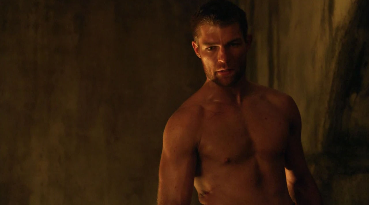 Shirtless Liam McIntyre is on Spartacus: Vengeance this season, playing the...